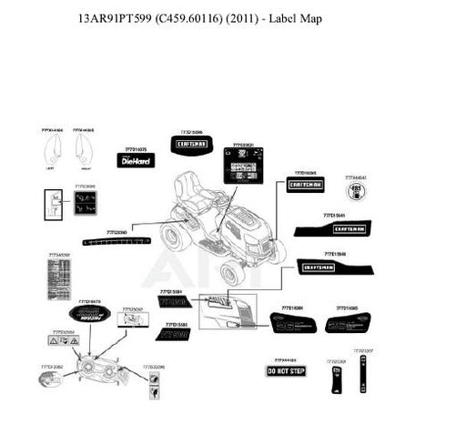 C459-60116 Parts List for Craftsman Lawn Tractor [2011]